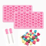 Sizkii Mini Heart Shape Silicone Mold, Valentine's Day Chocolate Drops Mold, Gummy Candy Molds, Dog Treats Maker Heart Mold for Jelly, 2 Pack - 55 Cavity Love Heart Molds (110Pcs Pink Love Heart)