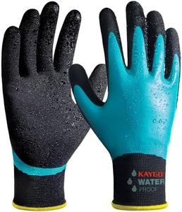 KAYGO Waterproof Work Gloves for Men and Women, Rubber Coated Non-slip Working Gloves for Garden, Outdoor Construction,KG150,Blue,L