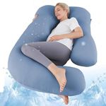 SASTTIE Cooling Pregnancy Pillow for Sleeping, 57''x27.5'' U Shaped Full Body Pillow Pregnant Pillow, Maternity Pillow for Pregnant Women, Pregnancy Must Haves, Lake Blue