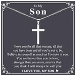 KORAS Son Gifts, Cross Necklace Gifts Teenage Boy Gifts for Son, Son Gifts from Mum, Birthday Christmas Graduation Confirmation Gifts for Son