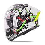 Ignyte IGN-4 Trever ISI / DOT Certified Double Visor Full Face Helmet Outer Anti-Fog Clear Visor and Inner Smoke Sun Shield (X-Large 620 MM, Glossy White)