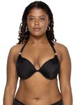 Smart & Sexy Women's Swim Secret Mega Push-up Halter Bikini Top, Black Hue, 34B