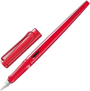 LAMY joy strawberry - calligraphy fountain pen with ergonomic grip & polished steel nib in line width 1.5 mm - Calligraphy Fountain Pen with ribbon nib - incl. ink cartridge LAMY T 10 blue