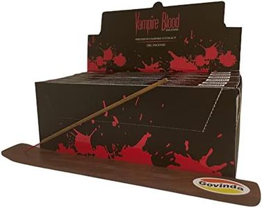 Govinda Incense Stick Holder Bundle with Nandita Incense Sticks - 12 Boxes x 15 Grams (Vampire Blood)