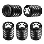 Tire Valve Stem Cap Cover - (5 Pack) Tire Air Caps Metal with Plastic Liner Corrosion Resistant Leak-Proof Cat/Dog Paw for Car Truck Motorcycle Bike Black