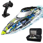BEZGAR Remote Control Boats With Portable Suitcase, Fast Speed RC Boat 32+ KPH for Pools and Lakes & Sea, Summer Toys for Adults for Kids Boys Age 8+ Years Old, TX123