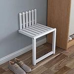 WLLL Wall-Mounted Folding Chair,Saving Space Invisible Folding Wall Chair Wall-Mounted Wooden Entryway Bench Bearing 180KG,for Hallway Bathroom Living Room Shower Seat (White)