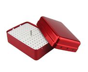 Earlywish 120 Holes Red Dental FG Burs Holder Block Sterilizer Case Disinfection Box