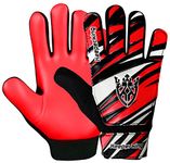 Keeperking Goalkeeper Gloves Children, Boys and Girls, Junior Football Gloves Football Player Gloves for Boys Goalkeeper Gloves Multiple Colours Size 4-7 (6, Red-Black-White)