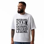 Seek Buy Love Men's Oversized T-Shirt Husband Dad Grandpa Legend 75th Birthday Gift Idea Casual Wear (Large, White)