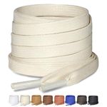 Puzeam 2 Pairs Flat Waxed Cotton Shoelaces for Boots & Casual Shoes, Replacement Leather Boot Shoestrings, 1/4" (7mm) Wide Premium and Durable Laces for Hiking and Work Boots (Off White 47")