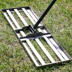 HamRoRung Lawn Leveling Rake 30"x10",14 Lbs, - Upgraded Stainless Steel Rake Base and Metal Thick Pole with Extended Rubber Non-Slip Handle, Leveling Lawn/Sand/Soil for Garden, Stable and Durable