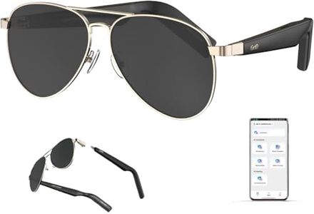 Trendy Aviator Wireless Bluetooth Glasses for Men Women,Retro Double Bridge Metal Polarized Sunglasses with Bluetooth Speaker UV Protection,Navigator