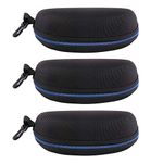 EKdirect 3pcs Sunglasses Case Hard Protective Eyewear Eyeglasses Glasses Box with Zip Hook (Blue)