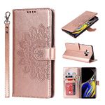 SunYoo for etui Samsung Galaxy Note 9 Case Wallet with Cards Holder,Coque Pour Galaxy Note9 Flower Strap Case,Leather Case Women Flip Cover Bag étui portefeuille Pour Femmes for Samsung Note 9 Pink