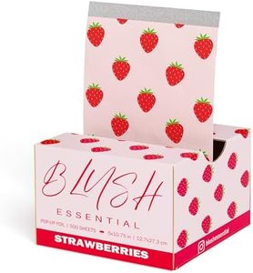 Blush Essential Strawberries Pop Up Hair Foils – 5 x 10.75in Pre-Cut Embossed Aluminum Foils for Highlighting – 500 Sheets Professional Salon Foils – No Rip, No Slip, Just Quality Foils, Cute Foils