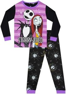 Disney Pesadilla Antes De Navidad Pijama Niña | Jack Skellington Pijamas Invierno Niña | Tim Burton Merchandising | Morado 10-11 Años