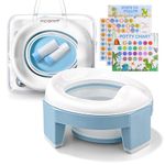 MCGMITT Potty Training Seat for Toddlers Kids, Portable Foldable Baby Toilet for Car Travel Children Potty Chair with Splash Guard, Including 3 Non-Slip Feet and Storage Bag (Blue)