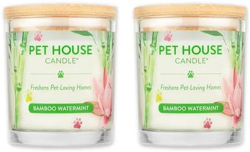 Pet House Candles, Plant-Based, Clean Burning, Long Lasting Scented Candles for Pet Odor - Bamboo Watermint, 2 Pack
