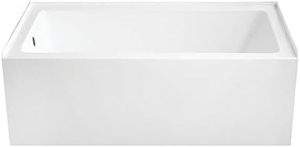 Aqua Eden VTAP6032L22 60-Inch Acrylic 3-Wall Alcove Tub with Left Hand Drain Hole, Glossy White