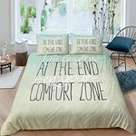 Lifestyle Duver Cover Set Motivational Life Begins At The End Of Your Comfort Zone Words Bedding Set Kids Girls Boys Mint Quilt Cover Room 3Pcs King Size,Zipper