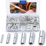 Wirefy 200 PCS Non Insulated Butt Connectors Kit - Butt Splice Connectors - Uninsulated Crimp Wire Connectors - 24-8 AWG