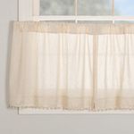 Piper Classics Olivia Tier Curtains w/Pompoms, Warm Beige, Farmhouse, Boho, Simple Style, Set of 2, 24" L x 36" W