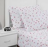 Poppy & Fritz - Full Sheets, Cotton Percale Bedding Set, Crisp & Cool, Lightweight Home Decor (Cherries, Full)