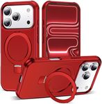 SKYLMW Compatible with iPhone 17 Pro Case with Invisible Magnetic O-Ring Stand Military-Grade Phone Case for iPhone 17 Pro 6.3" [Compatible with Mag-Safe][Great Grip Feeling], Red