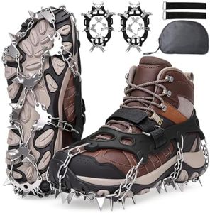 Crampons for Shoes, 32 Spikes Ice Cleats for Shoes and Boots, Anti Slip Traction Ice Spikes Crampons Snow Grip with Stainless Steel for Men Women Hiking, Walking, Climbing, Jogging, Fishing