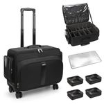 Rolling Makeup Train Case, Professional Trolley Makeup Case with Adjustable Divider, Large Capacity Multi-Functional Cosmetic Organizer for Nail Technicians Hairstylist