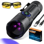 DARKBEAM 365nm UV Light Flashlight Black Light, 20W Mini Blacklight Flashlights 3 LED Rechargeable Woods Lamp for Pet Urine, AC Leak, Blood Tracking, Scorpion, Resin Curing