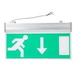 LED Emergency Exit Sign Light, Fire Arrow Down Suspended Safety Evacuation Indicator Light Bulkhead Double Sided Acrylic Lighting for Supermarket Hotel Hospital Indoor Guide Maintained 110 220V