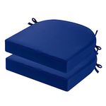 idee-home Outdoor Chair Cushions Set of 2, Thick 17" x 17" x 3" Patio Chair Cushions for Outdoor Furniture Waterproof with Ties, Outdoor Seat Cushion, Patio Chair Pads Dining Chair Dark Cerulean
