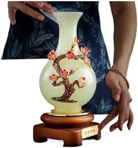 Jefuzh 平安如意琉璃玉花瓶摆件 Feng Shui Figurine Home Office Decor Chinese Gifts Ceramic Vase Trendy Home Living Room Entryway Decorative新房客厅酒柜玄关创意家居装饰品乔迁礼品 8987