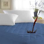 Ayka 100% Waterproof Queen Size 72x60 inch Cotton Quilted Mattress Protector Breathable Hypoallergenic Noiseless Ultra Soft Elastic Fitted Bed Protector Mattress/Bed Cover (Med Blue, Queen (72*60"))