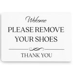 Please Remove Your Shoes Sign (White Acrylic 5 x 3.5 in) - No Shoes Sign for Your Home - Shoes Off Sign - No Shoes Sign - Please Take Your Shoes Off Sign - Airbnb Essentials for Hosts