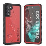 Punkcase Designed For Galaxy S22 Waterproof Case [StudStar Series] [Slim Fit] [IP68 Certified] [Shockproof] [Dirtproof] [Snowproof] Armor Cover For Galaxy S22 5G (6.2") (2022) [Red]