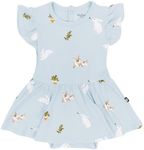 KYTE BABY Rayon Made from Bamboo Twirl Bodysuit Dress, (12-18 Months, Ice Rabbit)