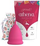 Athena Menstrual Cup One-Pack, Period Cups for Light to Regular Flow (Size 1 Small) - Soft Reusable Menstruation Cup - BPA Free Feminine Silicone Cup - Easy to Use and Clean Tampon and Pad Alternative (Solid Pink)