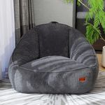 UODERS Bean Bag Chair for Adults & Kids, Giant Plush Corduroy Beanbag Sofa with Filling, Comfy Chairs with Handle for Living Room, Bedroom, Reading & Gaming(L-Dark Grey)