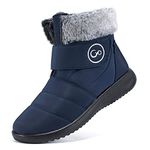 Women Snow Boots Winter Shoes with Fur Lined Warm Slip On Boots for Women Waterproof Booties Comfortable Outdoor Anti Slip Shoes, Dark Blue, 8