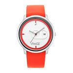 Fastrack Men Polyurethane Coke Analog White Dial Watch-3263Sp01, Band Color-Red