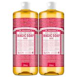 Dr Bronner's 18-in-1 Rose Pure Castole Liquid Soap, Made with Organic Oils, Used for Face, Body, Hair, Laundry, Pets and Dishes, Certified Fair Trade & Vegan Friendly, 946ml Recycled Bottle