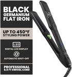 Tony Odisho Black Germanium Flat Iron Hair Straightener – 1.25″ Floating Plates, Ionic Fast-Heat MCH, Digital 180–450°F, Frizz Control, 60-Min Auto Shutoff, 8.5-ft Swivel Cord, Salon Professional