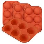 FANFX Semi Sphere Chocolate Moulds 6 Cavity Silicone Molds for Making Chocolate Bomb Baking Dome Cake Jelly Mousse Desserts (4 Packs Brick Red)