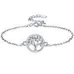 Lydreewam Tree of Life Bracelet for Women 925 Sterling Silver 3A Cubic Zirconia Bracelet Gift Box Packed, Adjustable 16+3cm