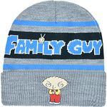 Concept One Family Guy Stewie Knitted Acrylic Cuffed Beanie Hat, Heather Grey, One Size