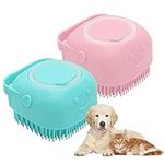 Bncxdc Pet Bath Massage Brush, Dog Wash Brush, 2pcs Pet Bath Brush, Multi-purpose Bath Brush, Soft Silicone Bristles, Shampoo Dispenser, Suitable for Dogs, Cats and Other Pets (Pink and Blue)