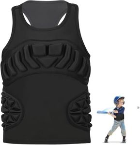HolyElks Youth Padded Protective Shirt, Chest Rib Protector Heart Guard Sternum Shirt for Baseball Football Paintball (Black-New, Youth-S)